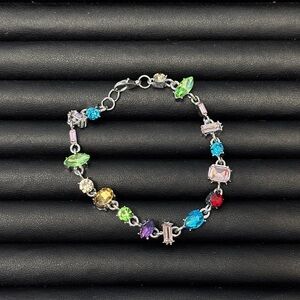 Women Candy Color Adjustable Crystal Bracelet Sparkle Y2K Minimalist Gift